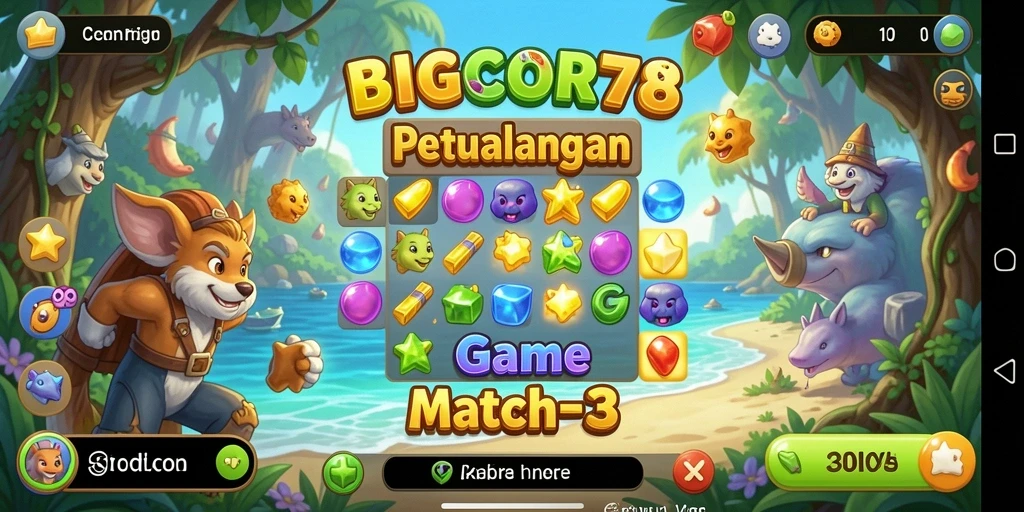 Tampilan gameplay Match-3 yang menarik di BIGCOR78.