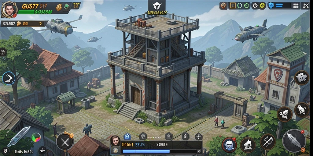Screenshot utama GUS77 menunjukkan pertarungan seru di game Tower Defense.