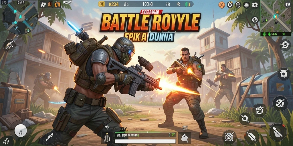 Screenshot menampilkan aksi mendebarkan di arena Battle Royale