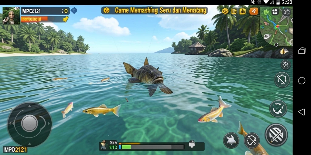 Tangkapan ikan besar di MPO2121 dengan latar belakang alam yang indah.