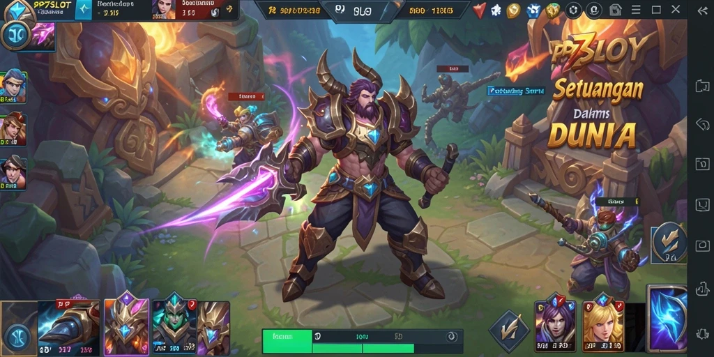 Tampilan menarik dari gameplay seru PP7SLOT dalam pertarungan MOBA.