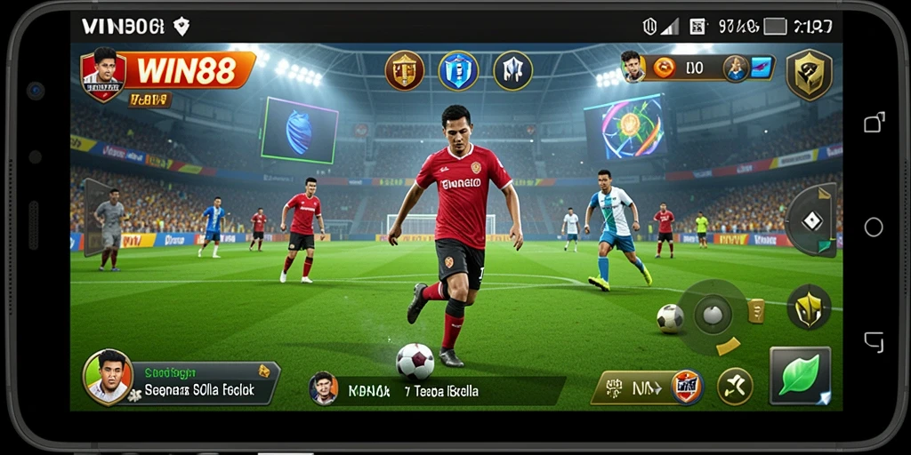 Tampilan gameplay mendebarkan dari pertandingan sepak bola di WIN88.